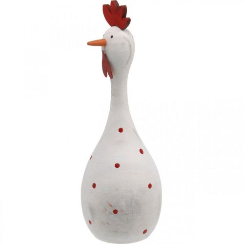 Floristik24 Deko Huhn Holz Weiß mit Punkten Osterfigur Ø7cm H20cm