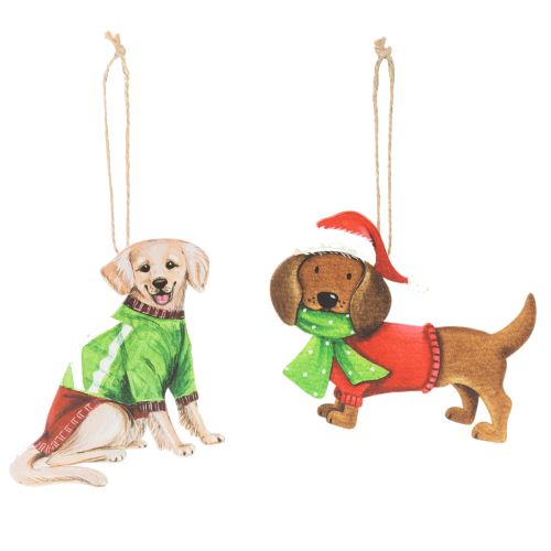 Weihnachtsanhänger Hunde aus Metall, 12 cm, 2 Stück
