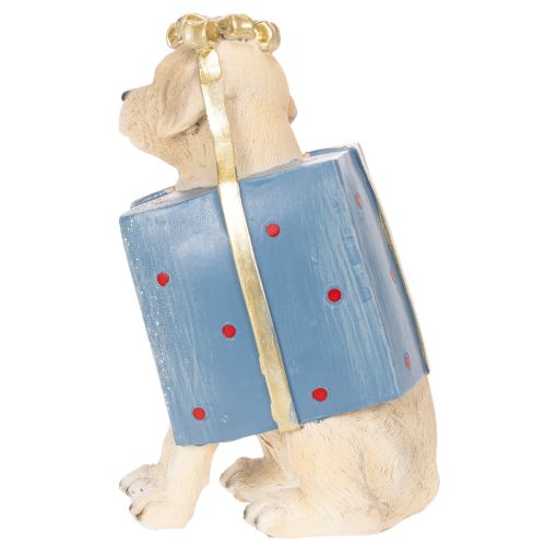 Dekofigur sitzender Hund aus Kunstharz im Geschenkpaket 20cm | Floristik24.ch