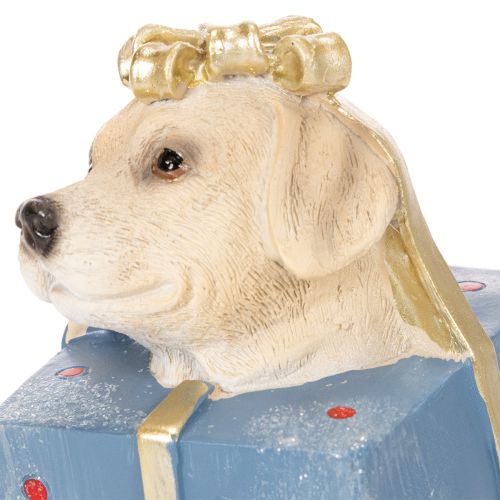 Dekofigur sitzender Hund aus Kunstharz im Geschenkpaket 20cm | Floristik24.ch