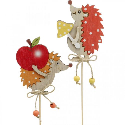 Blumenstecker Igel, Holzdeko, Herbstfigur H9,5cm L32cm 12St