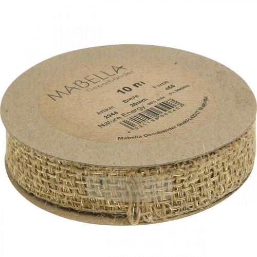 Floristik24 Juteband Natur, Gold Dekoband Jute Deko 25mm 10m