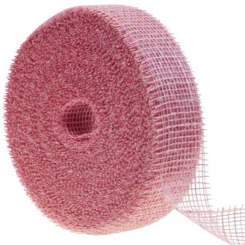 Floristik24 Juteband Netzband Tischband Dekoband Jute Hellrosa 5cm 40m