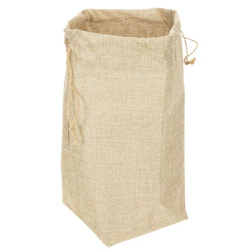 Jutetasche aus Jute und Kunststoff 13,5×11cm H25cm in Naturfarben mit Kordel