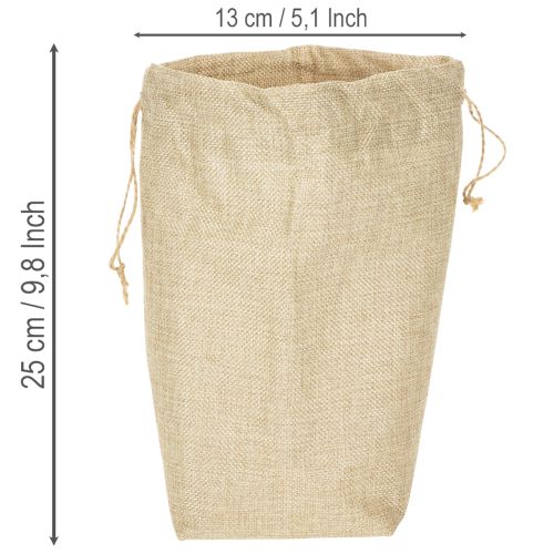 Jutetasche aus Jute und Kunststoff 13,5×11cm H25cm in Naturfarben mit Kordel | Floristik24.ch