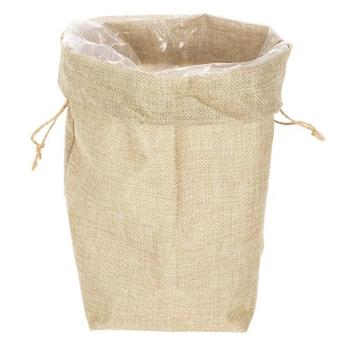 Jutetasche aus Jute und Kunststoff 13,5×11cm H25cm in Naturfarben mit Kordel | Floristik24.ch