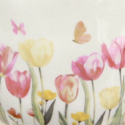 Artikel Keramik Kanne mit Blumenmotiv für frühlingshafte Akzente im Wohnbereich 20cm