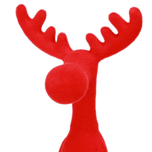 Floristik24 Kantenhocker Elch Deko Weihnachten beflockt 31cm Rot 3 St
