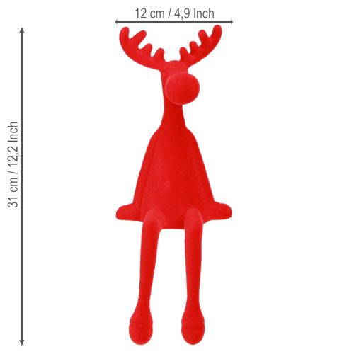 Kantenhocker Elch Deko Weihnachten beflockt 31cm Rot 3 St | Floristik24.ch