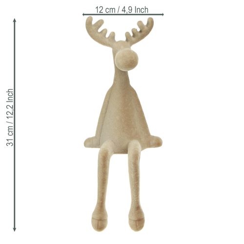Kantenhocker Elch beflockt Kantensitzer Braun 31cm 3 St | Floristik24.ch