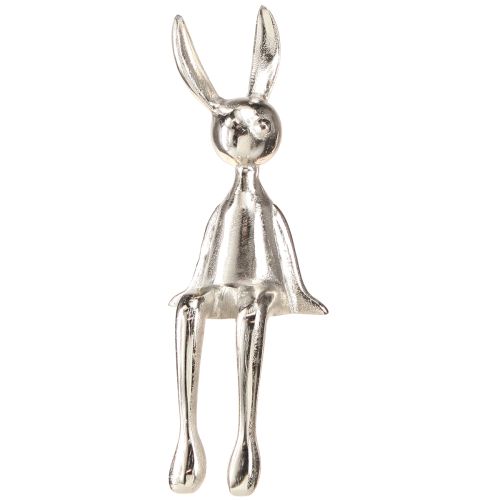 Floristik24 Kantenhocker Hase Osterhase Metall Silber 12×11×34cm