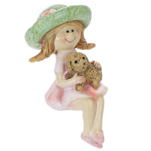 Dekofigur Kantenhocker Mädchen mit Hund Polyresin Rosa Grün 9,5cm online kaufen | Floristik24.ch