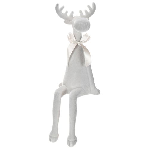 Weihnachtsfigur Rentier Kunststoff Hellgrau 54 cm als Kantenhocker