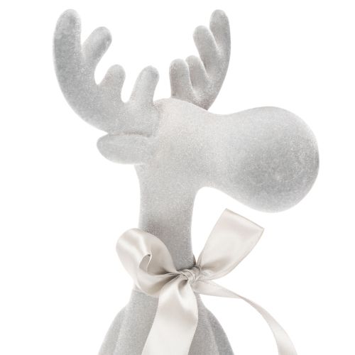 Weihnachtsfigur Rentier Kunststoff Hellgrau 54 cm als Kantenhocker | Floristik24.ch