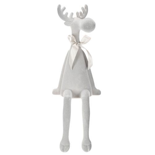 Weihnachtsfigur Rentier Kunststoff Hellgrau 54 cm als Kantenhocker | Floristik24.ch