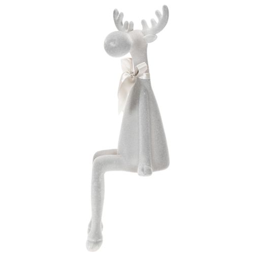 Weihnachtsfigur Rentier Kunststoff Hellgrau 54 cm als Kantenhocker | Floristik24.ch