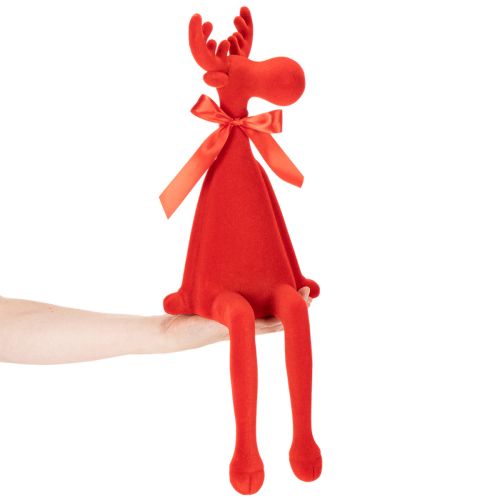 Dekofigur roter Elch mit Schleife 54cm Kantenhocker Kunststoff | Floristik24.ch