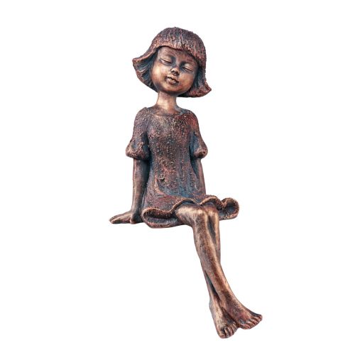 Floristik24 Kantensitzer Garten Figur Sitzendes Mädchen Bronze 52cm