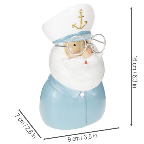 Kapitän Dekofigur 16 cm aus Polyresin in Blau und Weiss | Floristik24.ch
