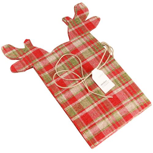 Floristik24 Karierte Geschenktüte Stoff Weihnachten Rentier 22×28cm 5 St