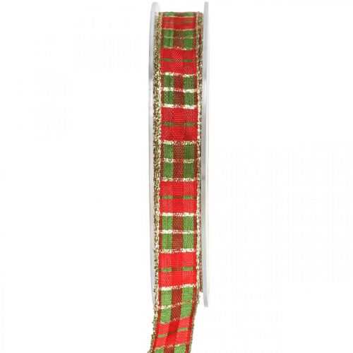 Kariertes Schleifenband Weihnachtsband Karo 15mm 20m
