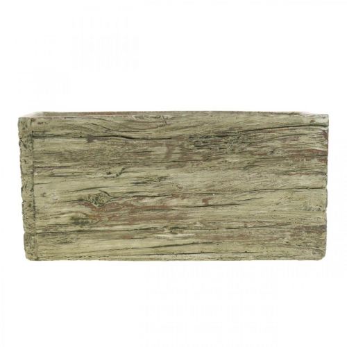 Floristik24 Pflanzkasten Keramik rechteckig Holz Look Braun 23×10,5cm H11cm
