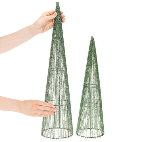 Artikel Steckkegel aus Metall, grün, 47 cm und 62 cm, 2er-Set für Floristik und Dekoration