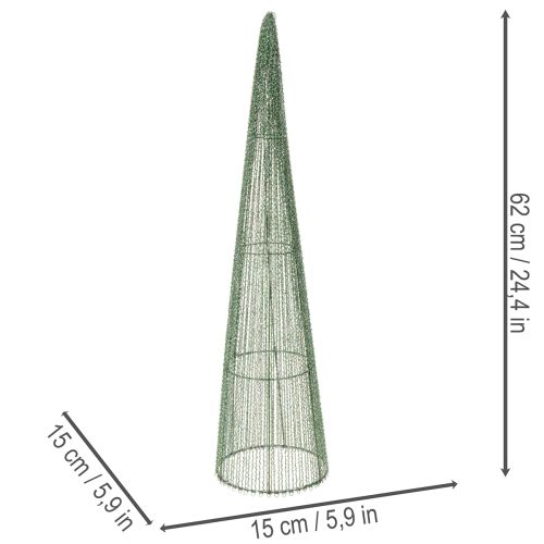 Artikel Steckkegel aus Metall, grün, 47 cm und 62 cm, 2er-Set für Floristik und Dekoration