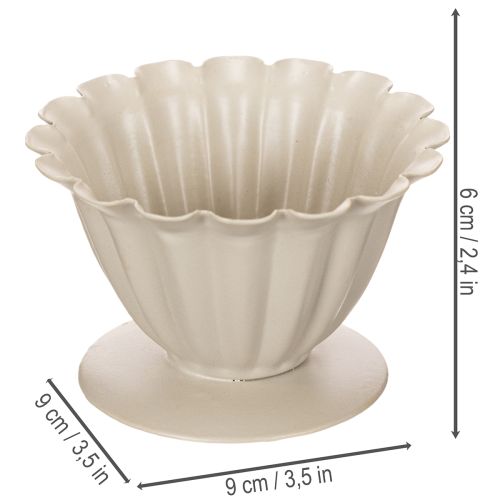 Cremefarbene Schale aus Blech in Blütenkelchform, 9 cm | Floristik24.ch