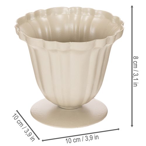 Dekoschale Pokal aus Blech cremefarben 10 cm | Floristik24.ch