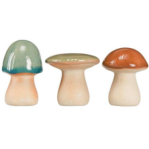 Artikel Keramik Pilze Deko Braun Grün Blau Herbstdeko H6-7,5cm 3 St