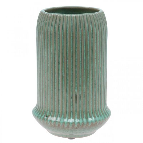 Keramik Vase mit Rillen Keramikvase Hellgrün Ø13cm H20cm