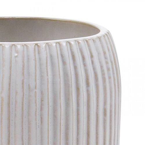 Artikel Keramik Vase mit Rillen Weiß Keramikvase Ø13cm H20cm