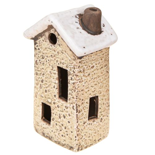 Floristik24 Keramikhäuschen Adventsdeko Creme Rot Grau 8,5/9,5cm 3 St