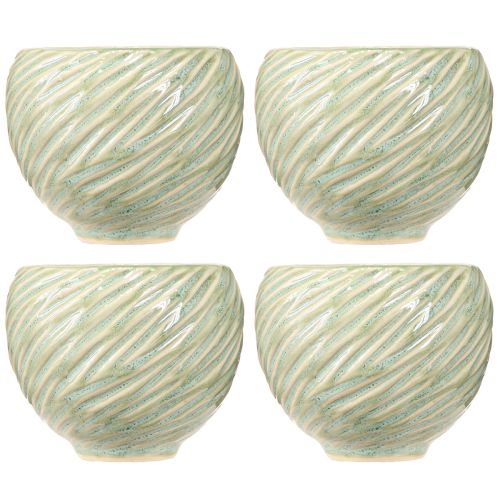 Artikel Keramikschalen in Grün Spiral Design Ø9cm H7cm 4St