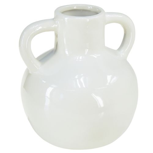 Floristik24 Keramikvase Weiß Vase mit 2 Henkeln Keramik Ø7cm H11,5cm