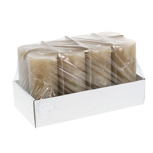 Floristik24 Kerze Hellbraun 60mm x 140mm 8St