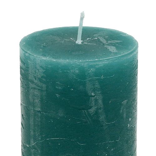 Floristik24 Kerze Petrol 50mm x 80mm durchgefärbt 12St