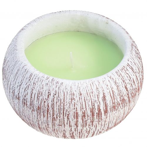 Floristik24 Citronella Kerze Grün Schale Keramik Weiß Braun H8cm