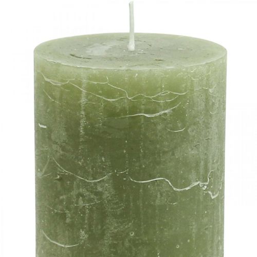 Artikel Durchgefärbte Kerzen Olivgrün Stumpenkerzen 70×100mm 4St