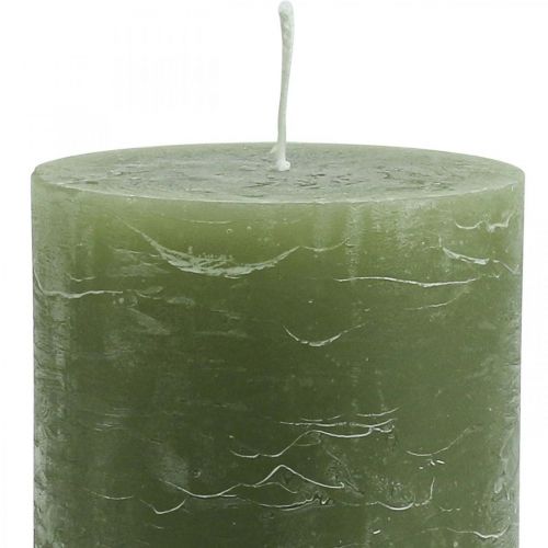 Artikel Durchgefärbte Kerzen Olivgrün Stumpenkerzen 85×150mm 2St