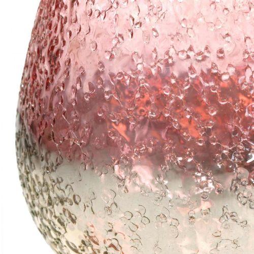 Floristik24 Glaswindlicht, Teelichthalter, Tischdeko, Kerzenglas Rosa/Silbern Ø15cm H15cm