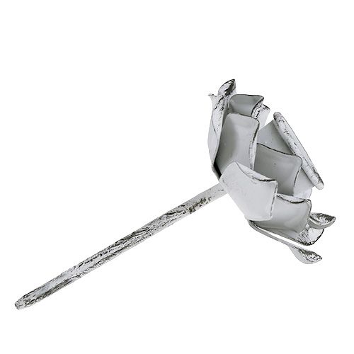 Floristik24 Kerzenhalter Blütenform Weiß Shabby Ø5,8cm H6,8cm 4St