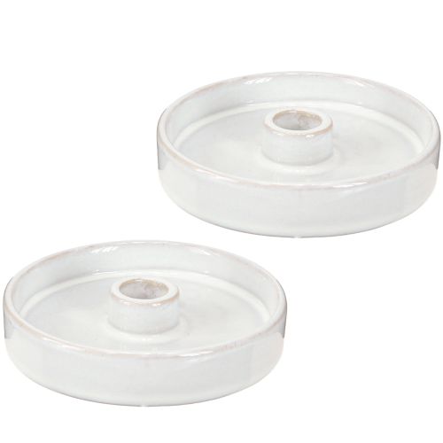 Artikel Kerzenhalter Keramik Weiß – Moderner Kerzenleuchter für Stabkerzenhalter Ø13cm 2 St