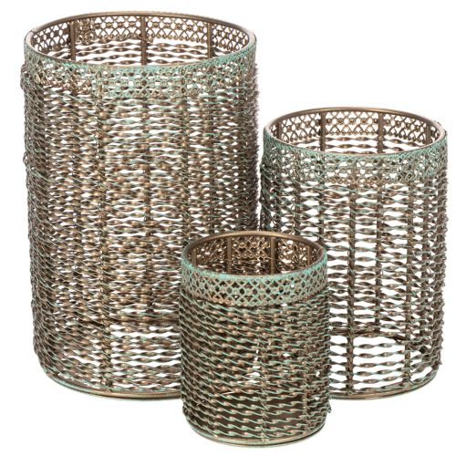 Kerzenhalter Metall Ø8/10/13 cm 3er-Set Goldbraun-Türkis