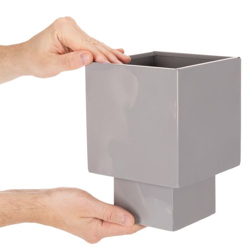 Pflanzgefäss aus Metall Grau mit Sockel 22cm | Floristik24.ch