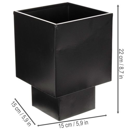 Pflanzgefäss Würfel Schwarz mit Sockel 22 cm | Floristik24.ch