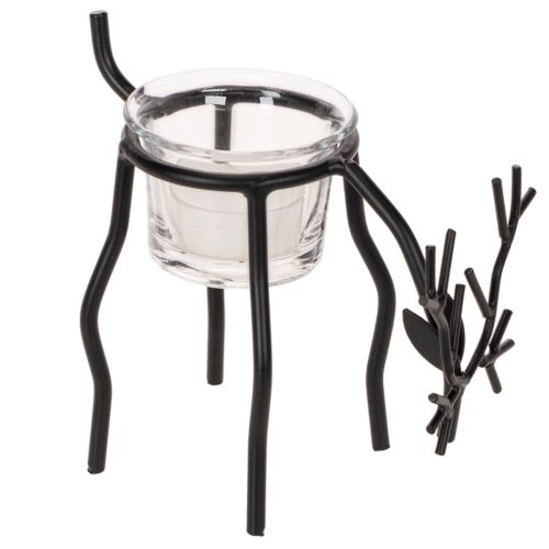 Kerzenhalter Rentier aus Metall mit Teelichtglas, 15 cm, Schwarz online kaufen | Floristik24.ch