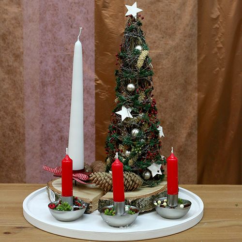 Floristik24 Kerzenhalter für Spitzkerze Silber Ø8cm H5cm