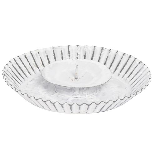 Floristik24 Kerzenhalter Weiß Metall Kuchenform Shabby Chic Ø15cm